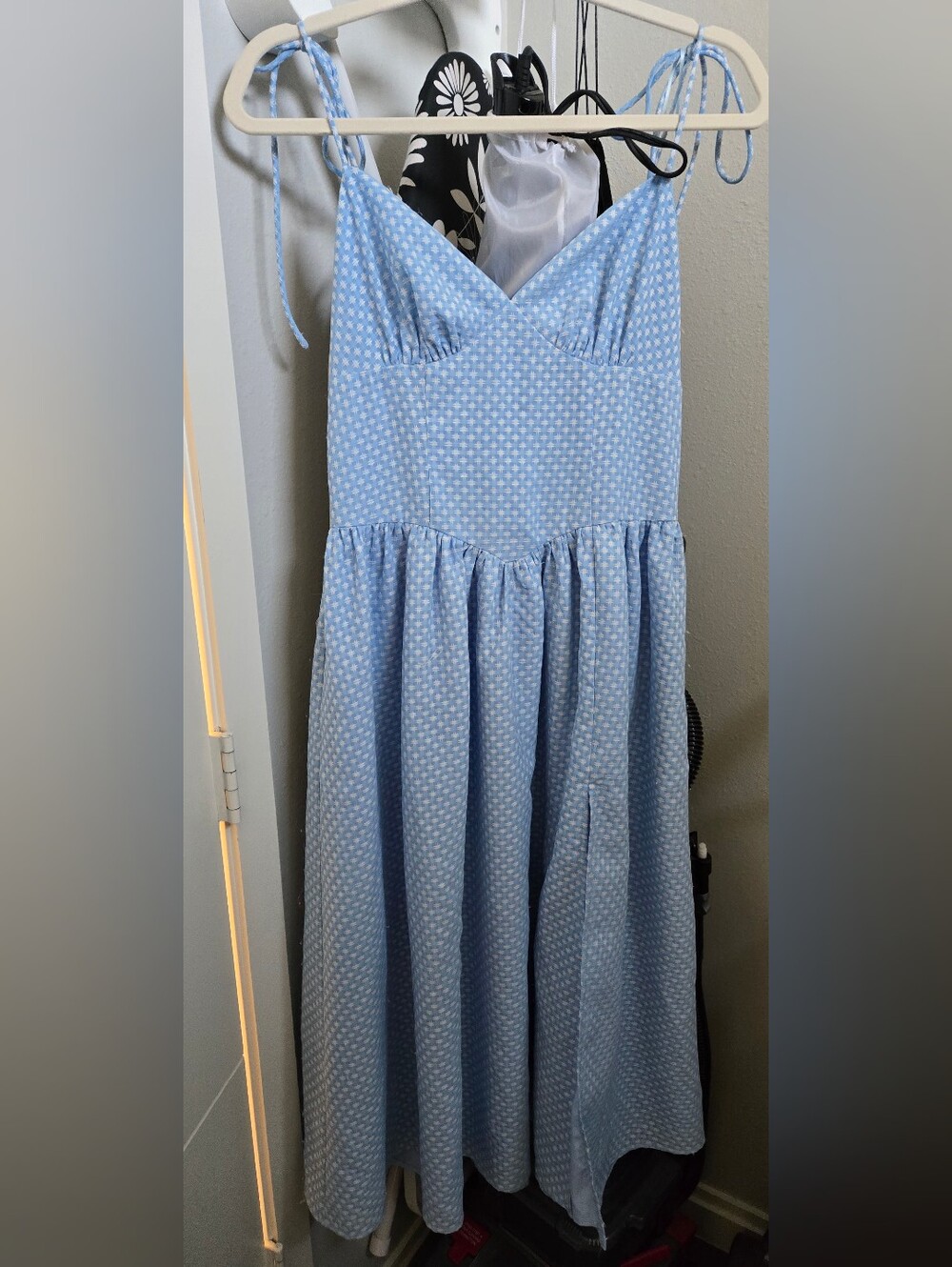 Lena Sky Blue Polka Dot Maxi Dress